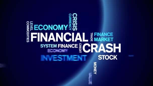 4k finanziario Crash animato Tag Word Cloud, Text Design Animazione loop senza soluzione di continuità. — Video Stock