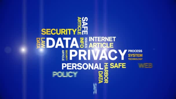 4k Data Privacy Animated Tag Word Cloud, Tekstontwerp big data Animatie lus. — Stockvideo