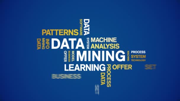 4k Data Mining Animated Tag Nube de palabras, Diseño de texto Big Data bucle de animación. — Vídeos de Stock
