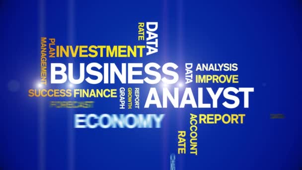 4k Business Analyst Animated Tag Word Cloud, Κείμενο κινούμενο σχέδιο χωρίς ραφή βρόχο. — Αρχείο Βίντεο