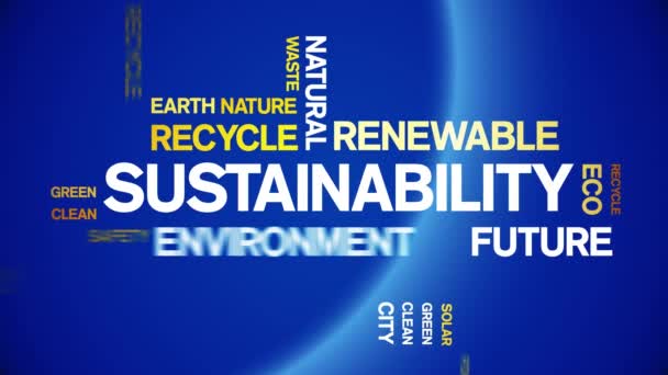 Sustainability animated word cloud,design animation typography seamless loop. — Stock Video