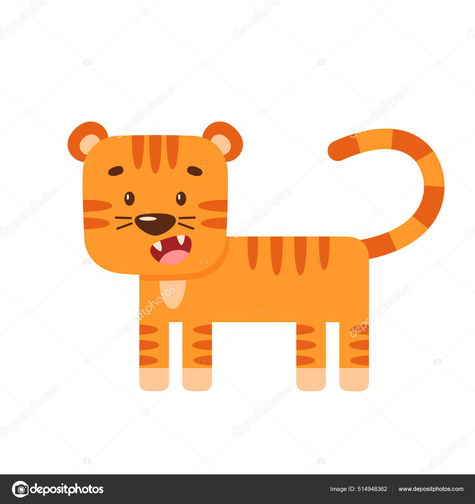 Ilustração Plana Do Tigre De Jogo Bonito. Símbolo Do Novo Ano 2022