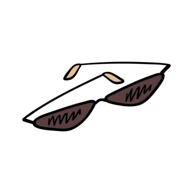 Modaya uygun kadın güneş gözlükleri. Kumsalda dinlenmek ve güneşli yaz günleri için gerekli şeyler. Denizde bir tatil için en gerekli olanı. Sezonluk tasarım elementi. Güneş banyosu.