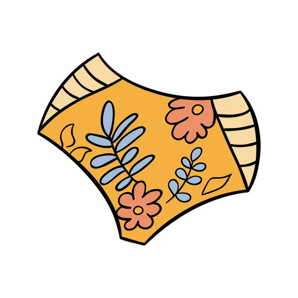 Schöne Bikini Slips Für Frauen Niedlicher Sommer Badeanzug Mit Floralem — Stockvektor