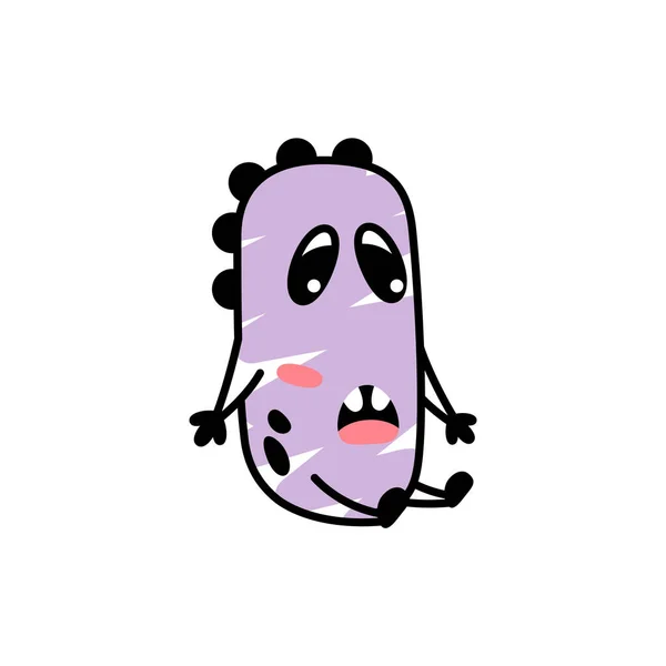 Funny Cartoon Purple Monster Sitting Confused Fictional Character Children Cute — Wektor stockowy