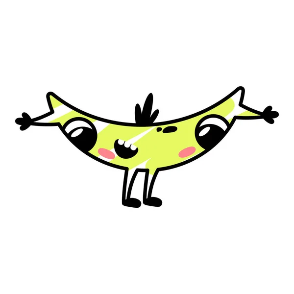 Funny Cartoon Yellow Monster Laughing Fictional Character Shape Banana Cute — Stockvektor