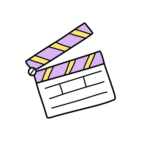 Movie Clapperboard Doodle Icon Film Clapper Cinema Production Board Clap — Stockový vektor