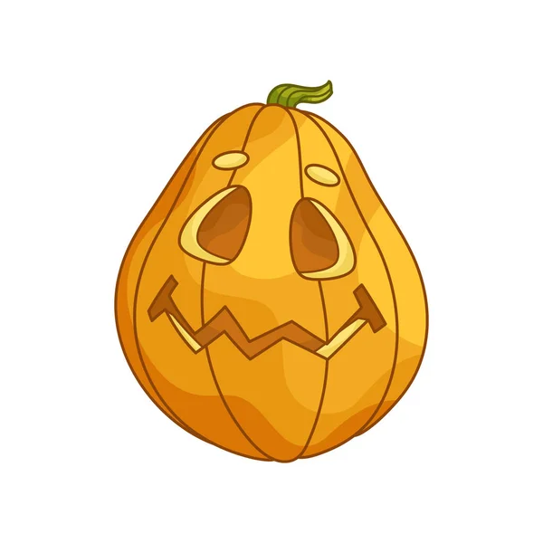 Funny Jack Lantern Pumpkin Halloween Smiling Character Design Greeting Cards — Stock Vector