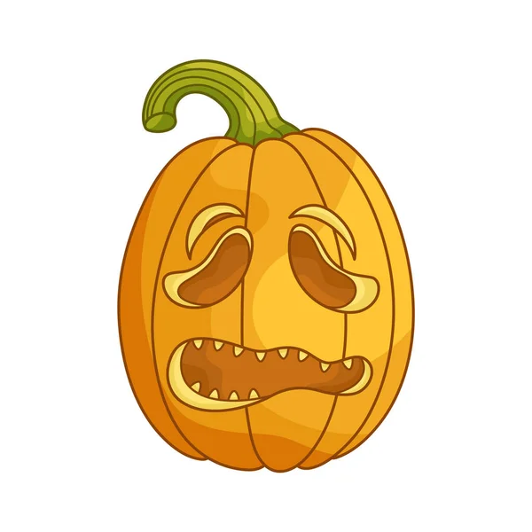 Triste Tête Citrouille Jack Lanterne Personnage Traditionnel Pour Halloween Élément — Image vectorielle