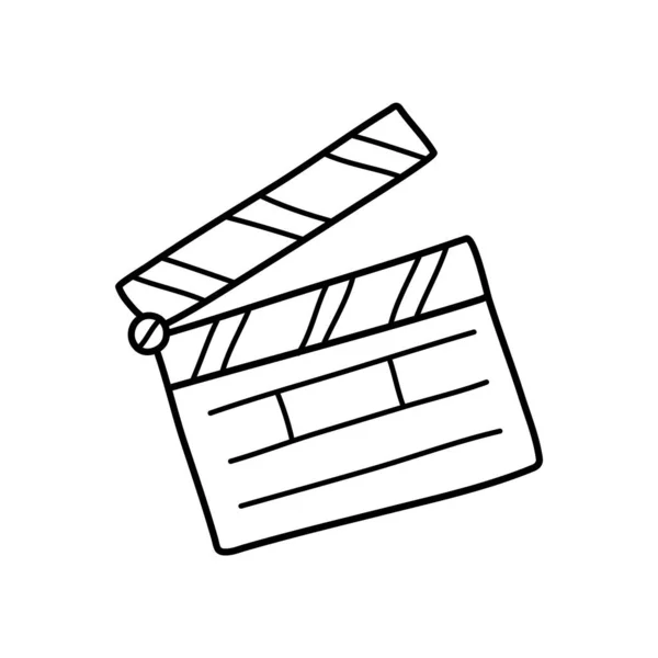 Movie Clapperboard Doodle Icon Film Clapper Cinema Production Board Clap — Stok Vektör