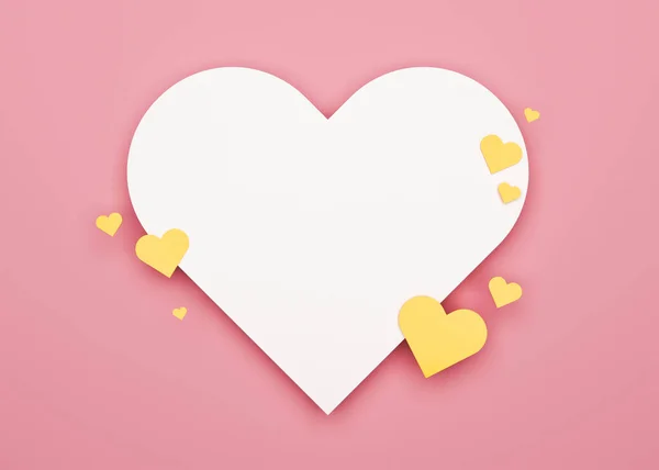 Valentines Day background with free space for text, copy space. Postcard, greeting card design with hearts. 3D illustration. Love. — 图库照片