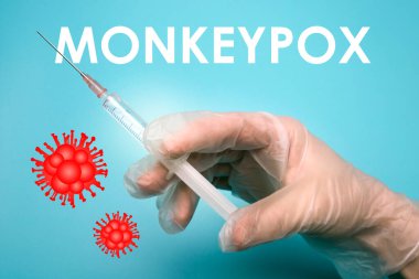 Illustration of monkeypox vaccine. Infectious disease caused by the monkey pox virus. Multi-country outbreak, the new cases. Viral zoonotic disease, dangerous infection. clipart