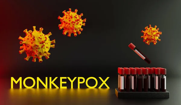 Illustration of monkeypox, infectious disease caused by the monkey pox virus. Multi-country outbreak, the new cases. Viral zoonotic disease, dangerous infection