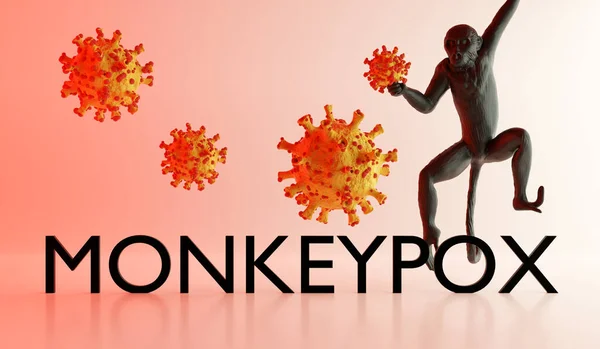 Illustration of monkeypox, infectious disease caused by the monkey pox virus. Multi-country outbreak, the new cases. Viral zoonotic disease, dangerous infection