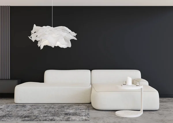 Empty Black Wall Modern Living Room Mock Interior Contemporary Style — Foto de Stock