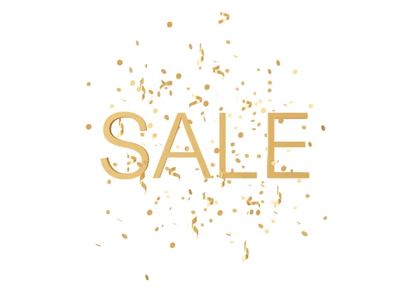 Sale text and falling confetti isolated on white background. Special offer, good price, deal, shopping. Black friday. 3d rendering