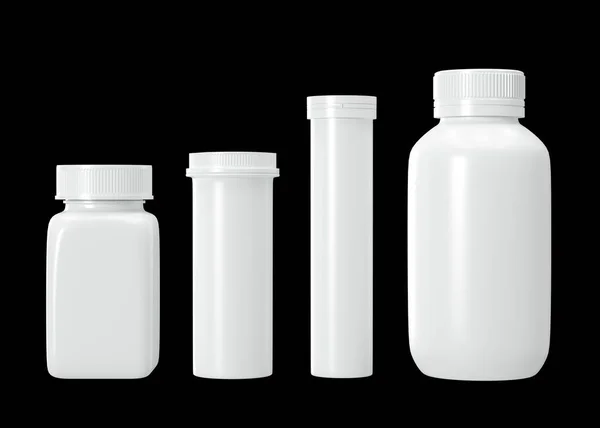 Blank Pills Bottles Isolated Black Background Medical Bottle Mock Medical — Zdjęcie stockowe