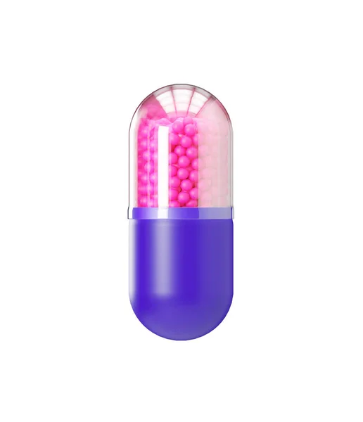 Paarse Roze Pil Geïsoleerd Witte Achtergrond Geneeskunde Tabletten Apotheek Ophouden — Stockfoto