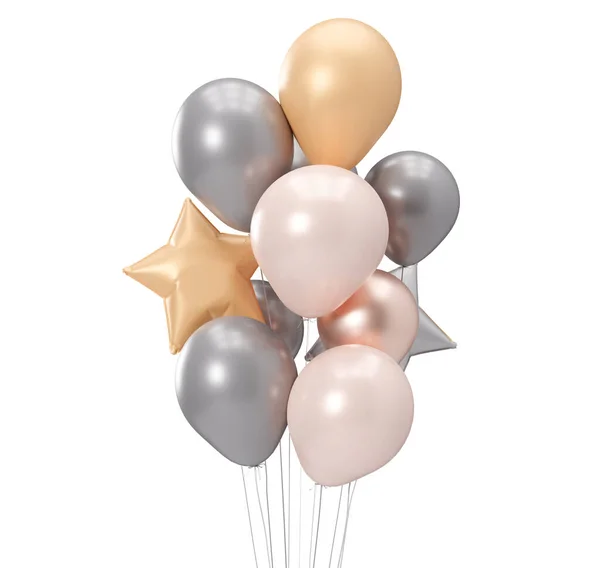 Balloons Isolated White Background Birthday Celebration Element Event Card Rendering — Stock Photo, Image