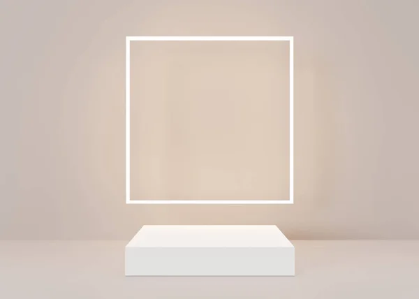 Square White Podium Product Cosmetic Presentation Pastel Colors Mock Pedestal — Foto de Stock
