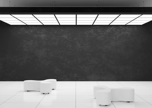 Empty Black Wall Modern Art Gallery Mock Interior Minimalist Style — Fotografia de Stock
