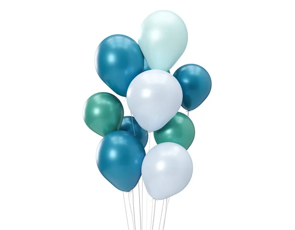 Blue Balloons Isolated White Background Birthday Celebration Element Event Card — Φωτογραφία Αρχείου