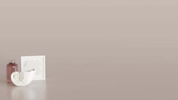 家庭配饰的米色背景和复印空间为您的广告文字或标志 家居装饰商店 室内装饰细节销售 潘帕斯草 3D渲染 — 图库视频影像
