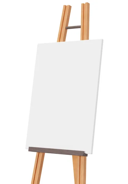 Empty Vertical Canvas Wooden Easel Isolated White Background Free Copy — Stock Photo, Image