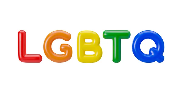 彩虹Lgbtq字母隔离在白色背景 Lgbt群体 包括女同性恋者 男同性恋者 双性恋者和变性者 另一种爱多样性 同性恋 平等婚姻 3D渲染 — 图库照片