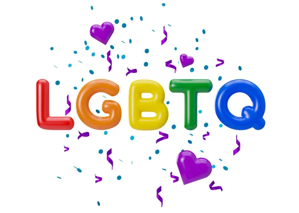 彩虹Lgbtq字母隔离在白色背景 Lgbt群体 包括女同性恋者 男同性恋者 双性恋者和变性者 另一种爱多样性 同性恋 平等婚姻 3D渲染 — 图库照片