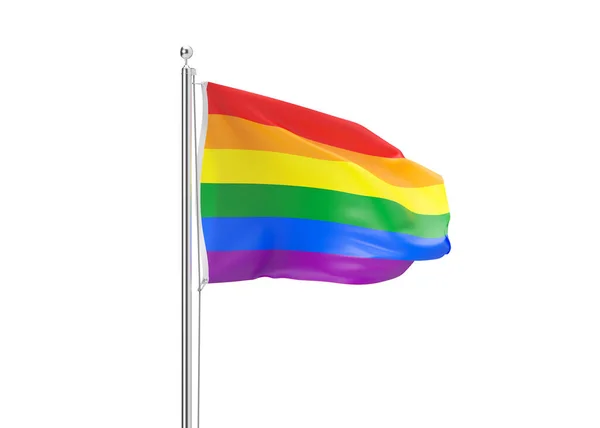 彩虹旗在白色背景上隔离 Lgbt群体的象征 包括女同性恋者 男同性恋者 双性恋者和变性者 另一种爱多样性 同性恋 平等婚姻 3D渲染 — 图库照片