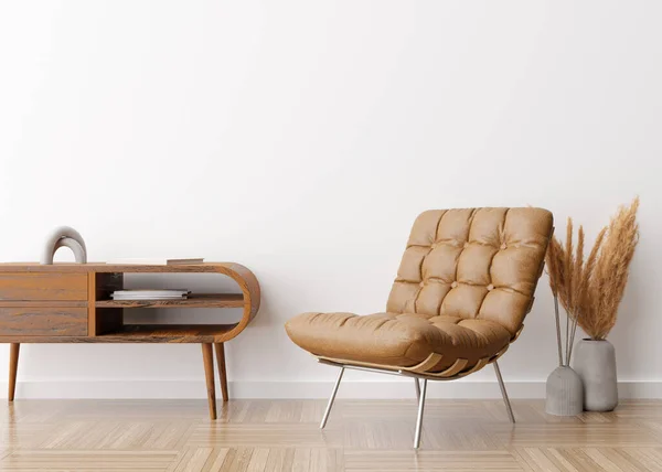 Brown Leather Armchair Contemporary Interior Modern Stylish High Quality Leather — Stock Photo, Image