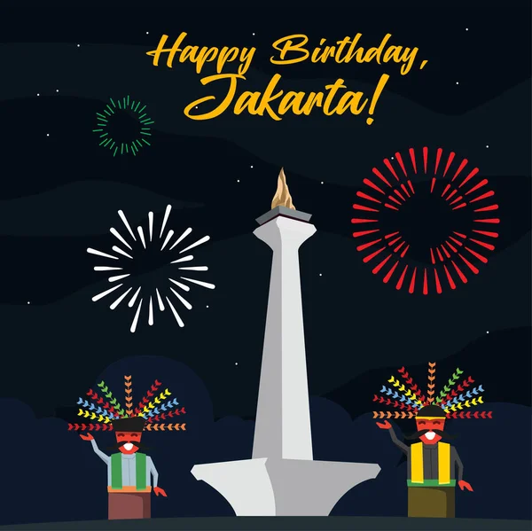 Feliz Cumpleaños Yakarta Vector Ilustración — Vector de stock