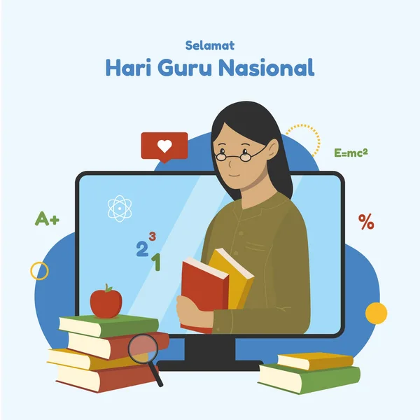 Vector Illustration National Teacher Day Перекладач Hari Guru Nasional — стоковий вектор