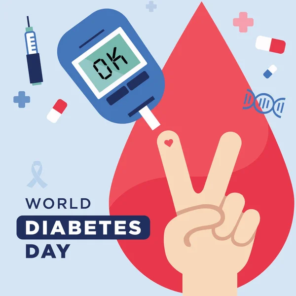 World International Diabetes Day Vector Illustration Ilustrasi Vektor Hari Diabetes —  Vetores de Stock