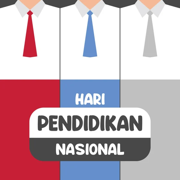 Indonéz Iskola Egyenruha Vektor Illusztráció Nemzeti Oktatási Nap Hari Pendidikan — Stock Vector