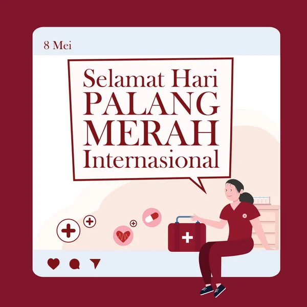 Міжнародний День Вектора Червоного Хреста Ilustrasi Vektor Hari Palang Merah — стоковий вектор