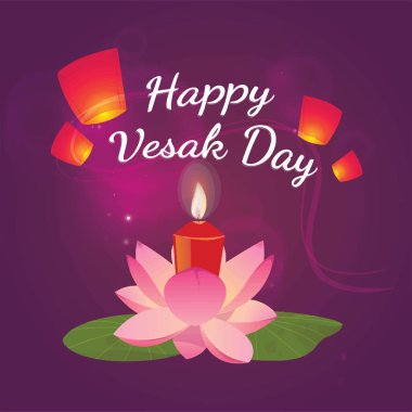 Vesak Günü Vektör İllüstrasyonu (Ilustrasi Vektörü Hari Waisak)