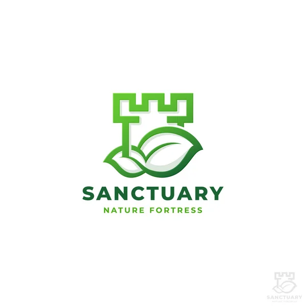 Sanctuaire Modèle Logo Forteresse Nature — Image vectorielle