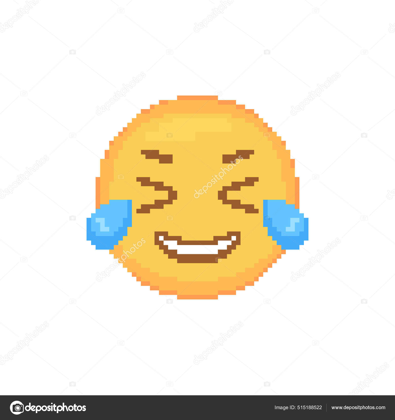 ピクセルアート喜びの感情の涙 黄色い笑顔のレトロなピクセル