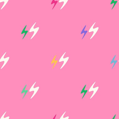 Harika bir çocuk. Yıldırım gibi kusursuz bir desen. Çocuk dekorasyonu için en iyisi. Kare vektör pembe basit döşeme deseni.