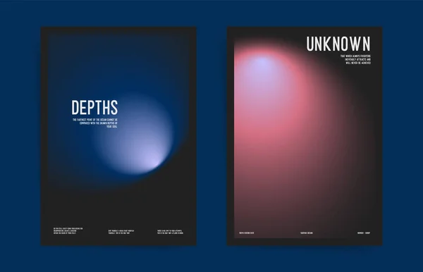 Set Copertine Poster Futuristiche Con Sfondo Nero Sfumato Circolare Trendy — Vettoriale Stock