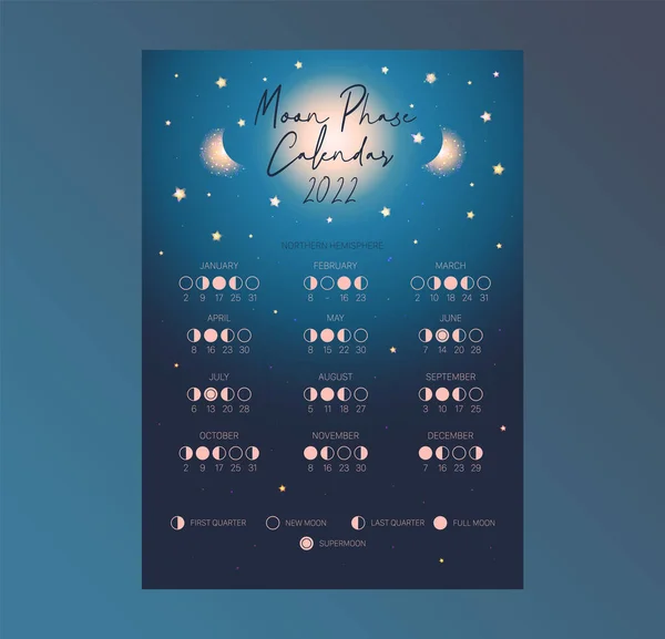 Одна Сторінка Місячного Календаря 2022 Року Сучасний Дизайн Шаблону Плаката — стоковий вектор