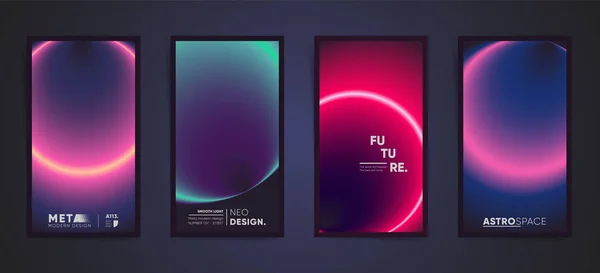 Soyut neon dikey hikayeler, poster için gradyan kapak tasarımı, sosyal medya postası ve haber afişleri. Siberpunk dairesel gradyan yüksek teknoloji iletisi. Vektör estetik uzay siyah kümesi.
