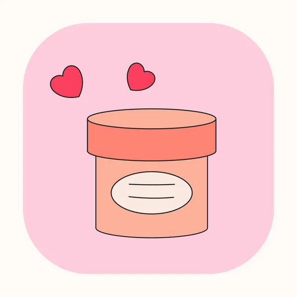 Body Cream Cartoon Illustration Pink Doodle Icon Body Butter Jar — Stock Vector
