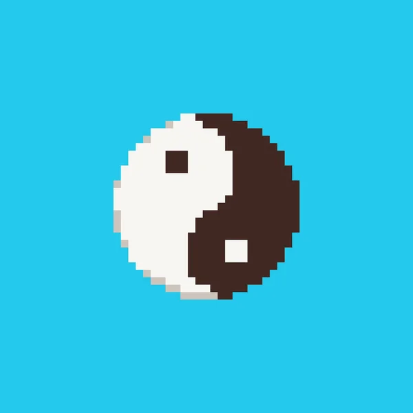 Pixel Art Yin Yang Icon Vector Bit Style Illustration Chinese — Vettoriale Stock