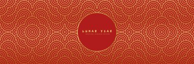 Seamless asian background pattern. Chinese new year premium design. Red and golden abstract geometric wavy lines and curvy waves. Traditional japanese vintage sea creative illusion gold ornament.