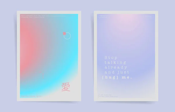 Japanese Meaning Love Gradient Aesthetic Art Modern Poster Cover Design — Stok Vektör