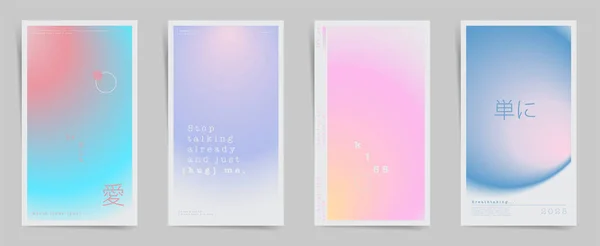 Japonca aşk demek, basit. Sosyal medya öyküsü modern düz gradyanlı bir şablon yayınladı. Gradyan estetik öyküler poster, sosyal medya paylaşımı ve reklam pankartları için dizayn tasarımı tasarımı. Vektör.