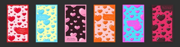 Sevgililer Günü Şubat Şablon Dizayn Edildi Hikaye Pikseli Sanat Tasarımı — Stok Vektör